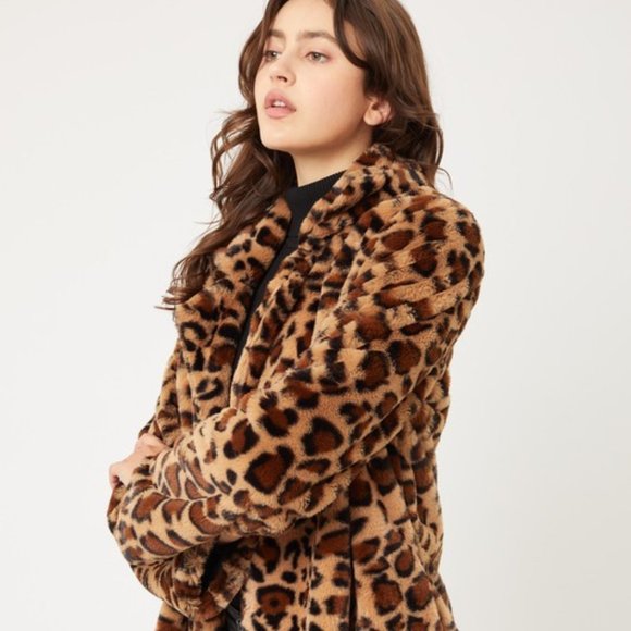 *ONLY 1 LEFT* Open Front Leopard Print Faux Fur Teddy Coat - Picture 3 of 10